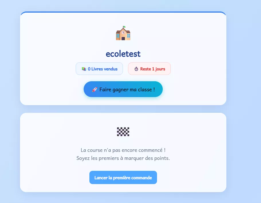 Page Ma classe : total de livres vendus et classement par classes