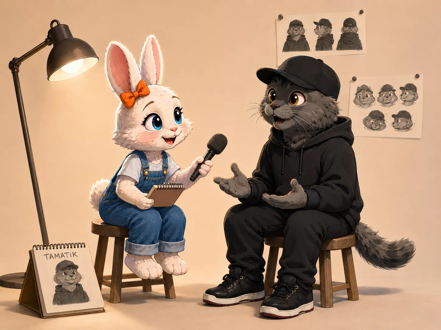 Nougatine interviewe Tamatik dans un studio créatif