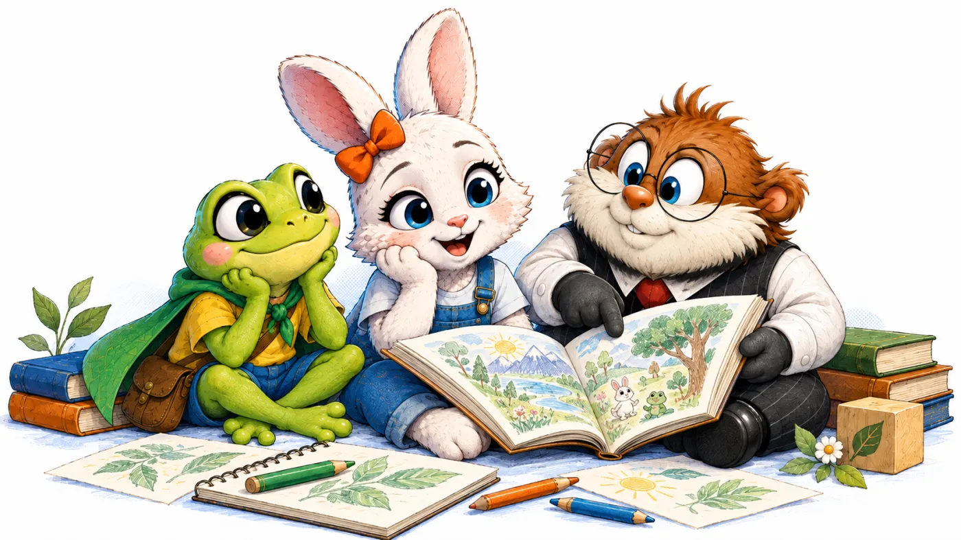 Nougatine, Mentalo et Gasparino partagent un moment de lecture et d’imagination